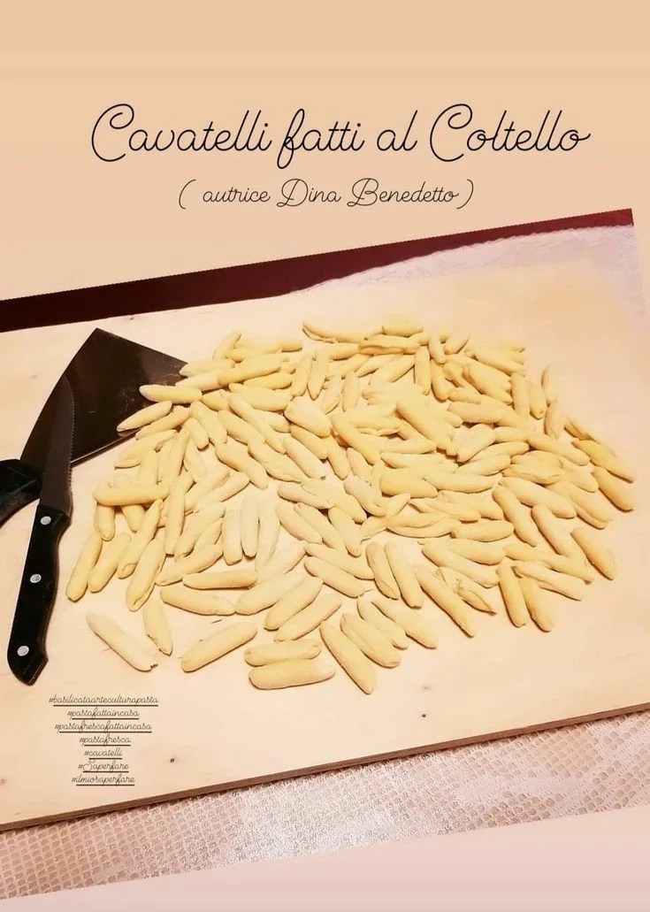 Cavatelli faits à la main, spécialité de pâtes du Molise