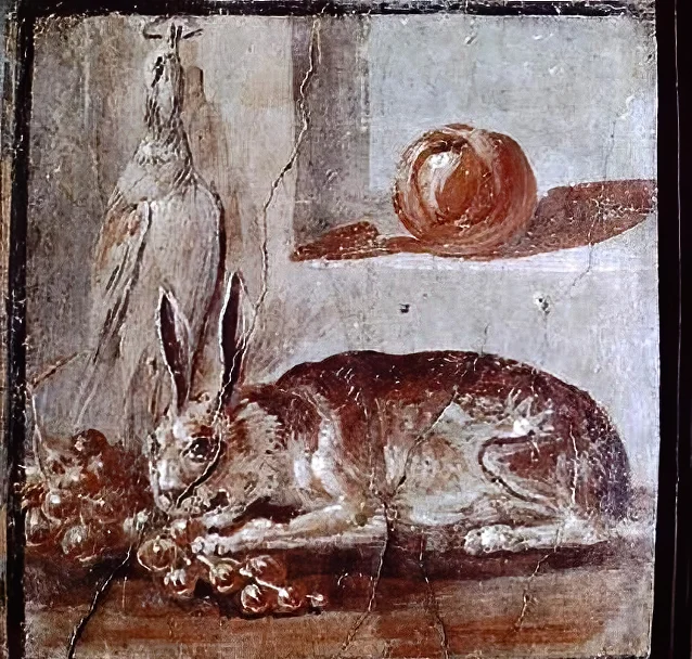 Mosaïque du lapin aux raisins, Oecus 16, Casa dei Cervi, Herculanum