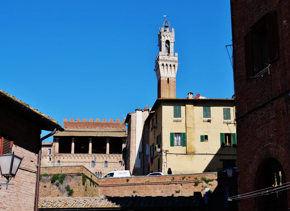 Torre del Mangia et Palazzo Pubblico vus depuis la Piazza del Campo, Sienne
