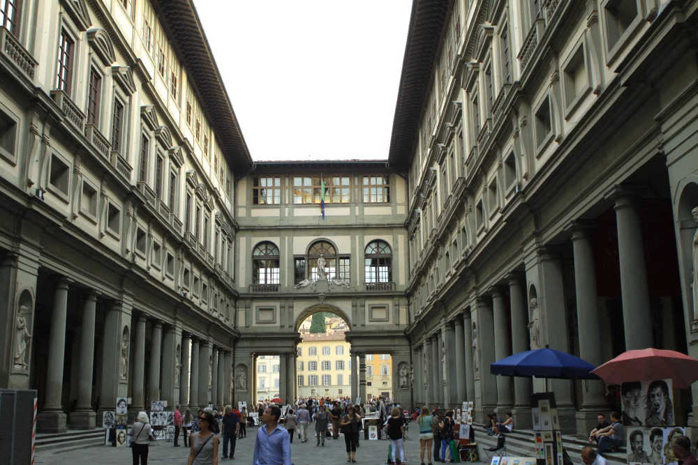 File d'attente à l'entrée de la Galerie des Offices, Florence